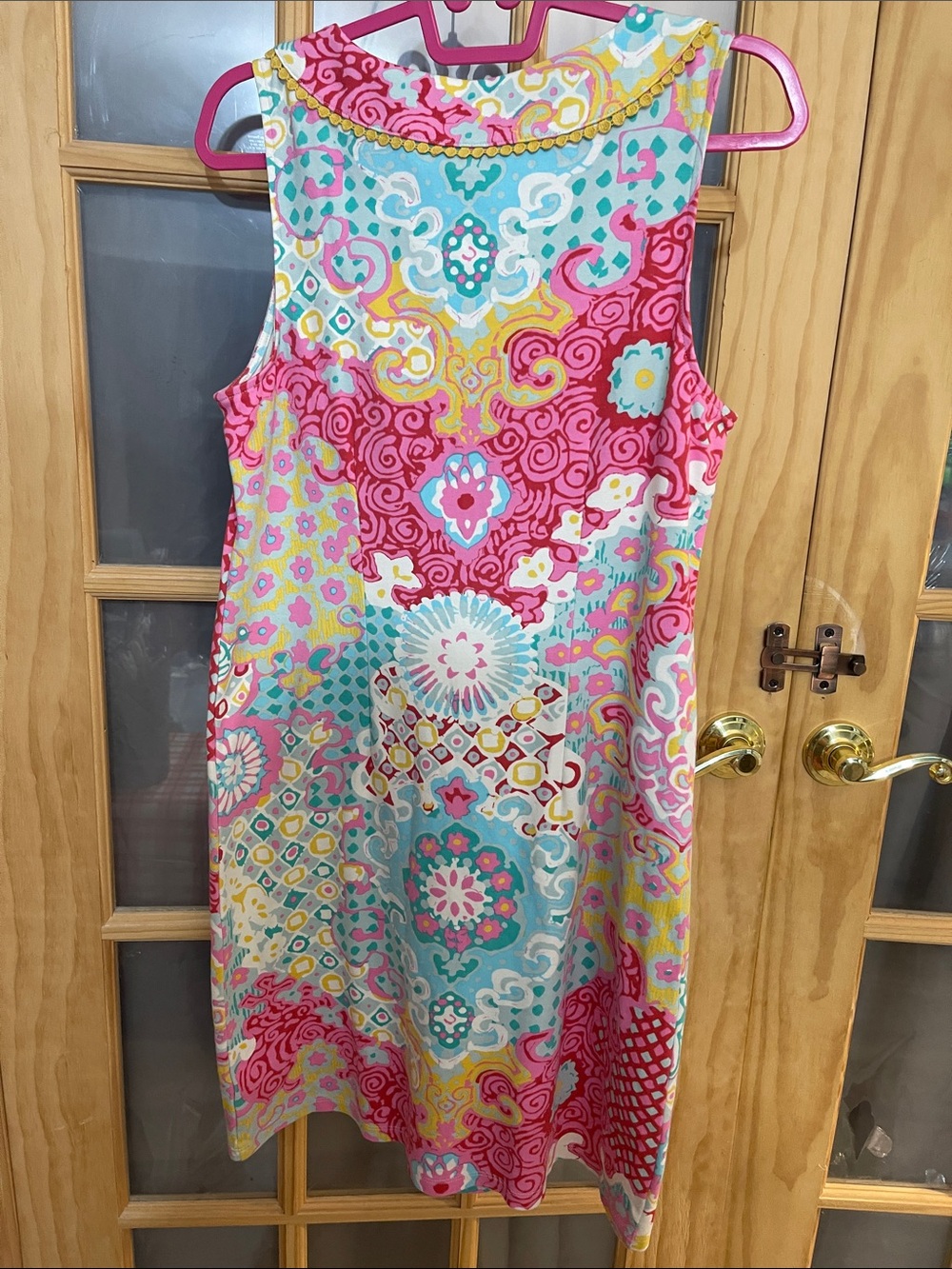 175. Talbots Multicolor Floral Shift Dress in Pink, Aqua & Yellow - Picture 3 of 5